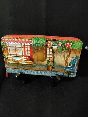 Anuschka, Le Cafe Zip Around Wallet, Hand-painted Leather